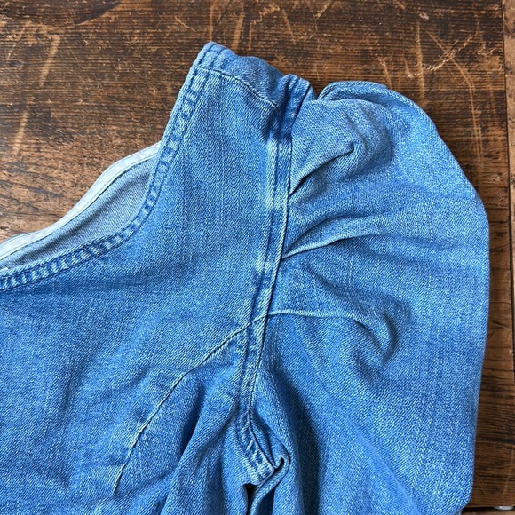 GRLFRND Ellie One Shoulder Stretch Denim Dress - Small S Puff Sleeve Mini Summer - Picture 7 of 8